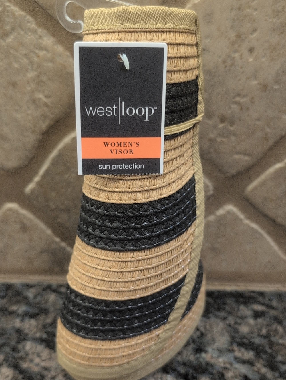 West loop Women's Striped Visor - Black and Tan